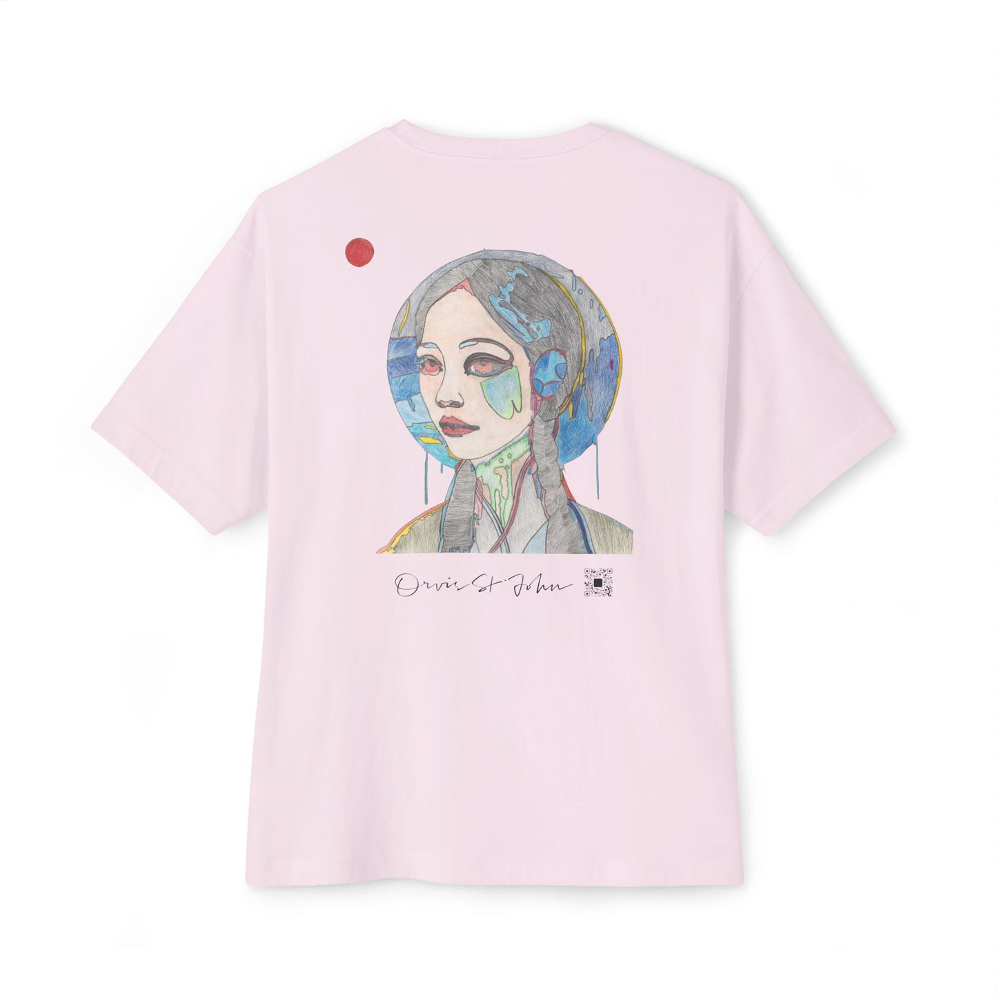 "Moon Girl" Kunstdruck-Grafik-T-Shirt, Vorder- & Rückseiten-Print, Unisex Oversized Boxy T-Shirt