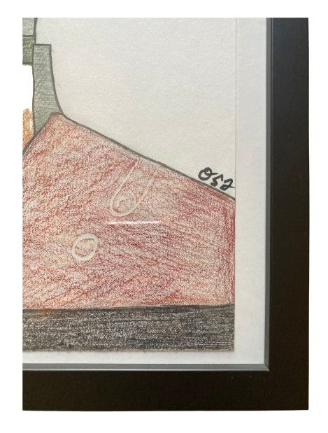 "Modified Human" – Original Framed Cubist Sci-Fi Pencil Drawing by Orvis St. John