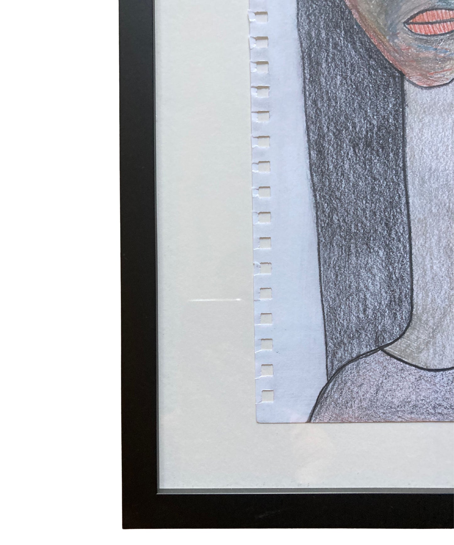 The Couple" – Original Framed Modern Cubist Portrait Drawing by Orvis St. John