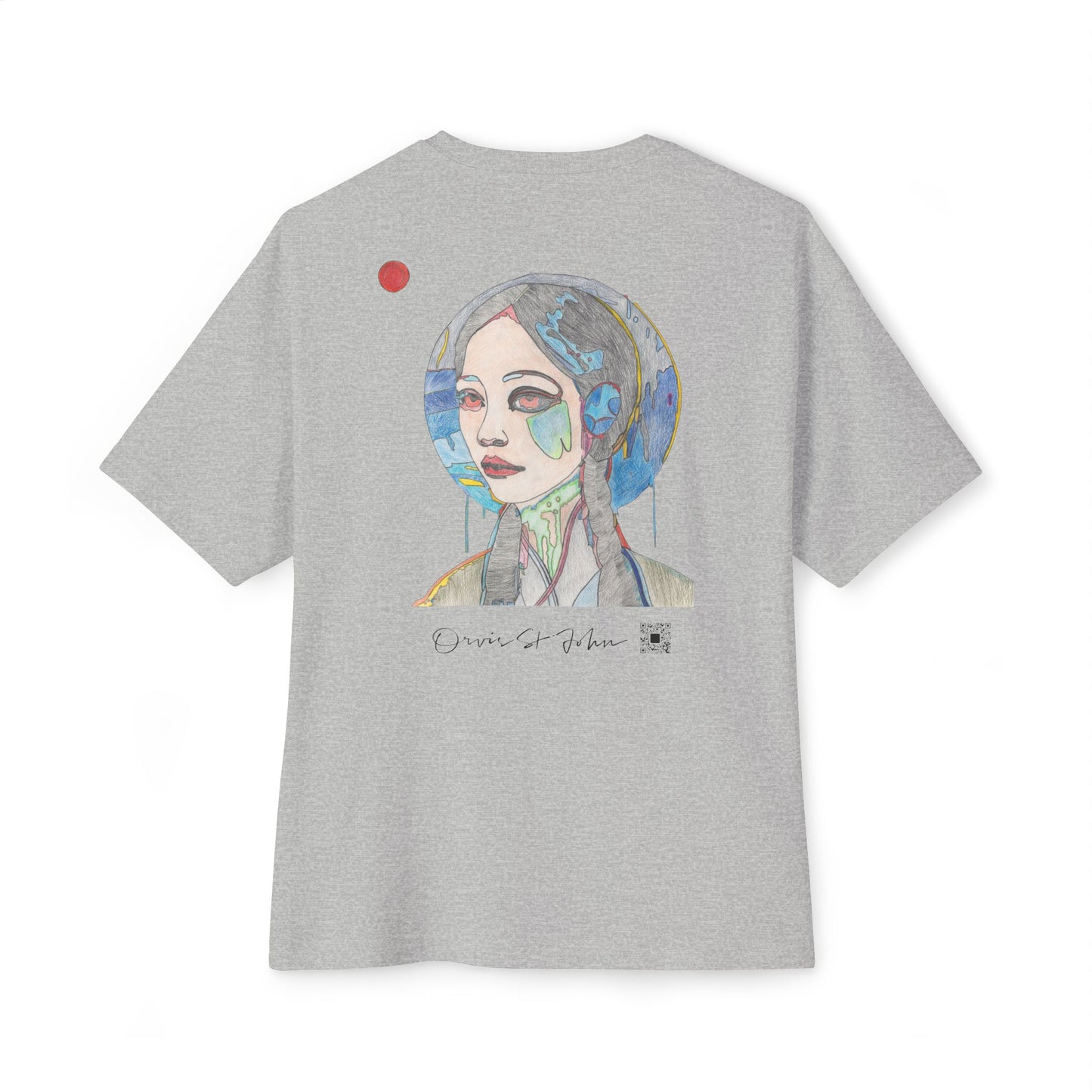 "Moon Girl" Kunstdruck-Grafik-T-Shirt, Vorder- & Rückseiten-Print, Unisex Oversized Boxy T-Shirt