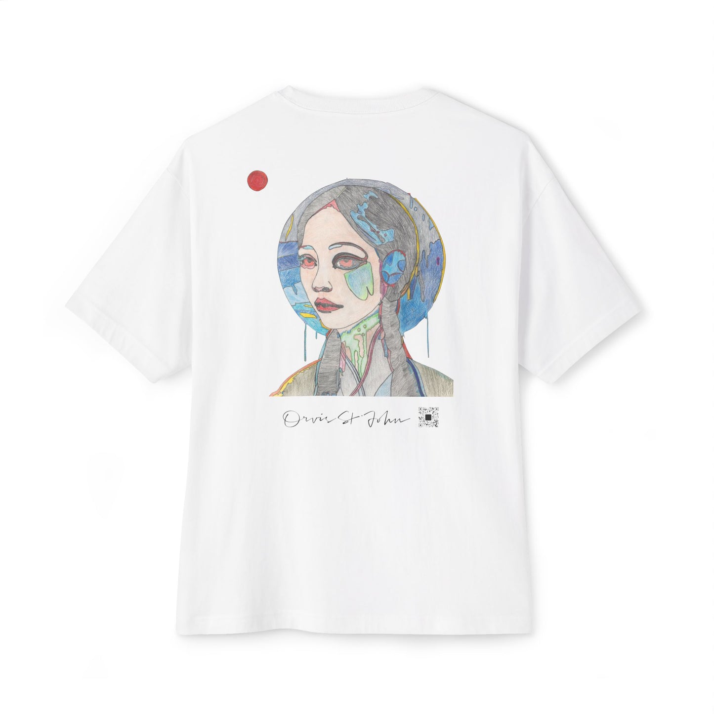"Moon Girl" Fine Art Graphic Tee, Front & Back Print, Unisex Oversized Boxy Tee