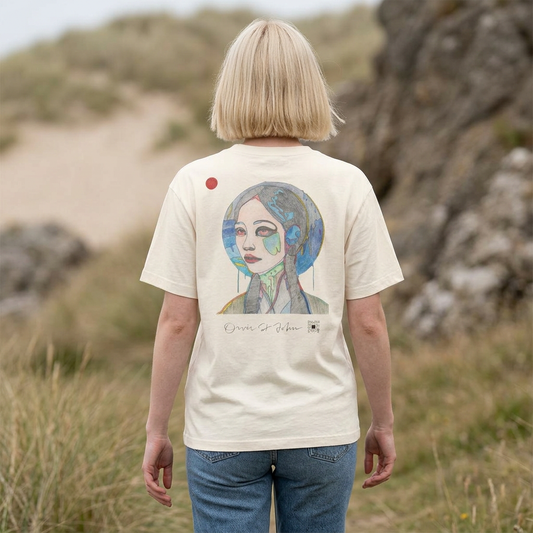 "Moon Girl" Fine Art Graphic Tee, Front & Back Print, Unisex Oversized Boxy Tee