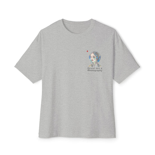 "Moon Girl" Fine Art Graphic Tee, Front & Back Print, Unisex Oversized Boxy Tee