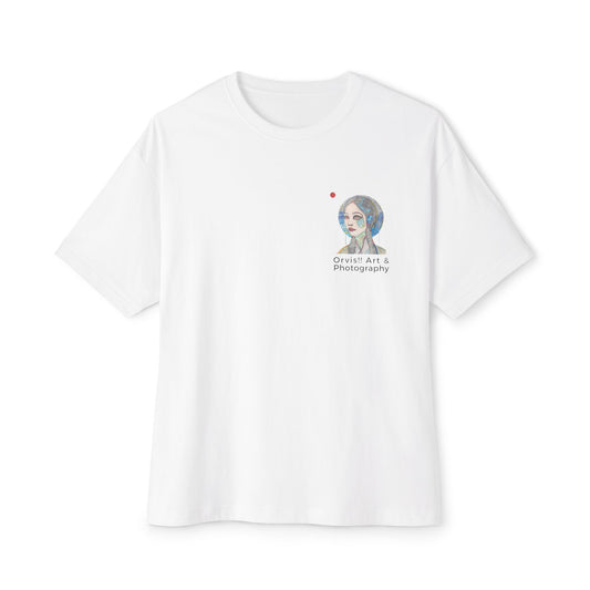 "Moon Girl" Fine Art Graphic Tee, Front & Back Print, Unisex Oversized Boxy Tee