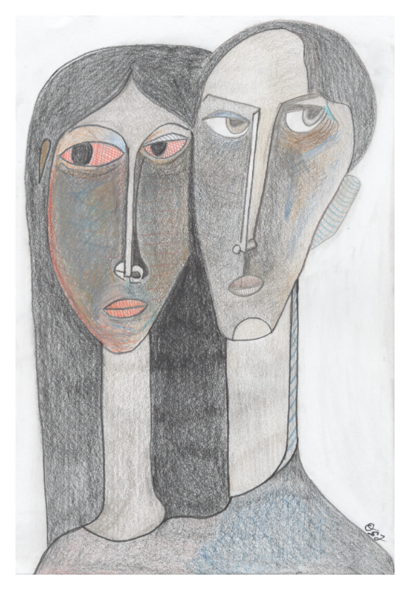 Main image "The Couple" – Premium Fine Art Print / Modern Cubist Portrait Reproduction
