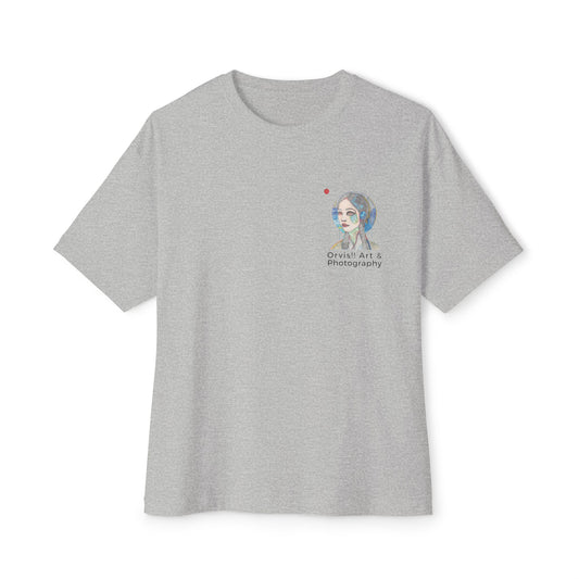 "Moon Girl" Fine Art Graphic Tee, Front & Back Print, Unisex Oversized Boxy Tee