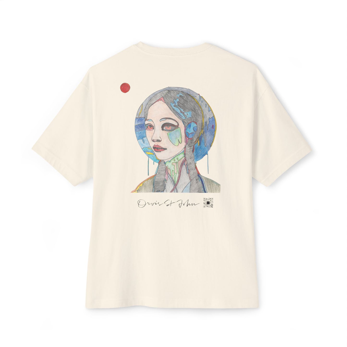 "Moon Girl" Fine Art Graphic Tee, Front & Back Print, Unisex Oversized Boxy Tee
