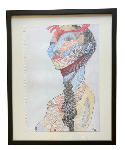 Original Fine Art: "Priestess" (Framed 11" x 16.5" Pencil Sketch)