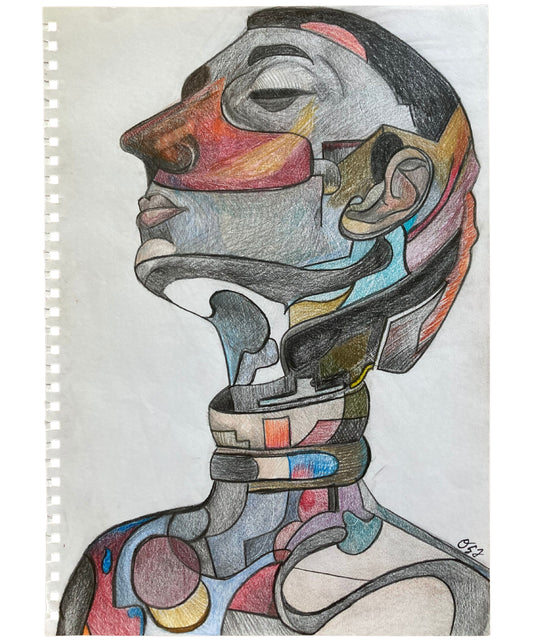 "Romeo" – Original Surrealist Abstract Pencil Drawing by Orvis St. John