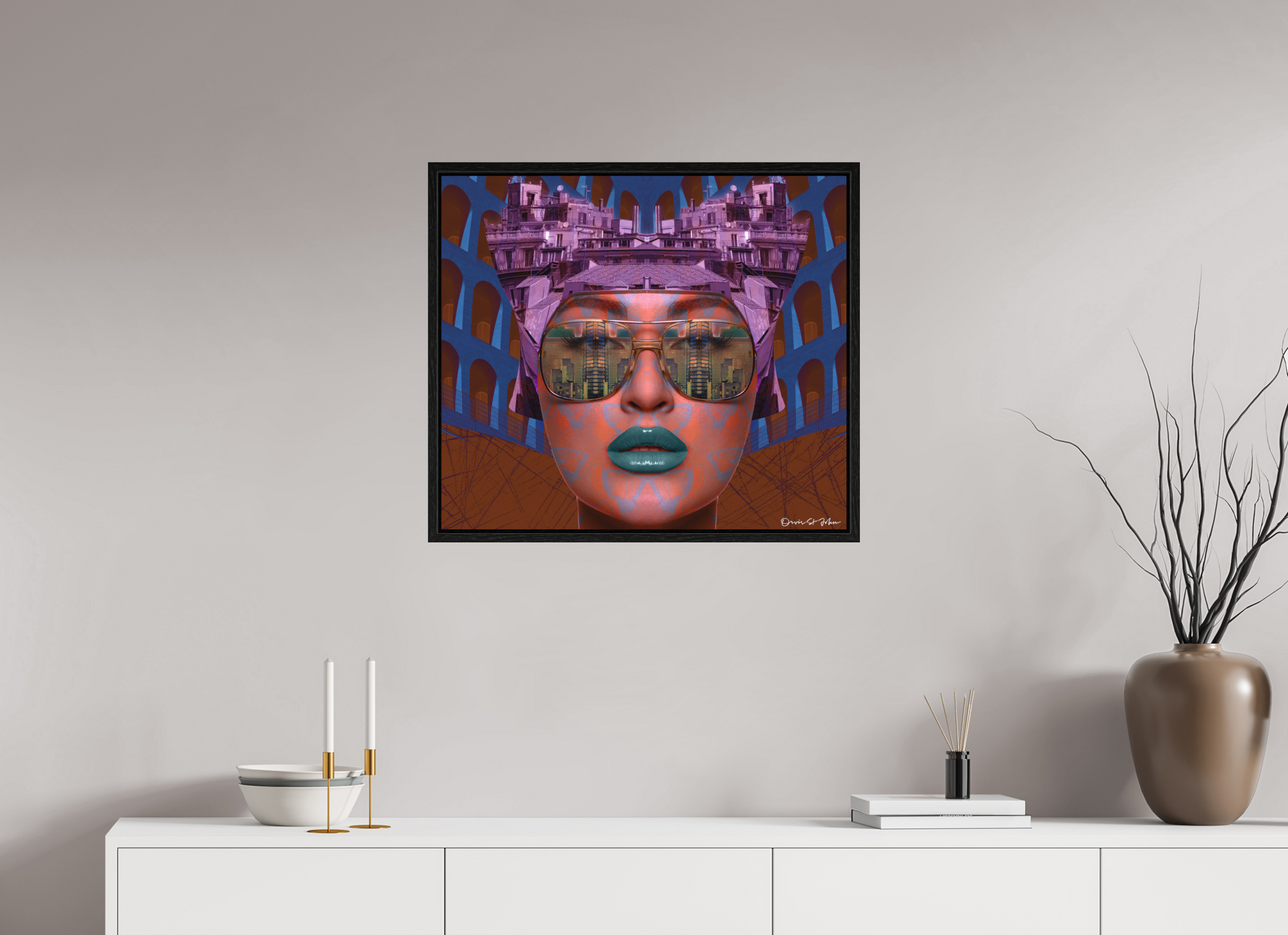 68,8 x 60 cm, Photo behind Acrylic Glass with Oak Basel 15 Frame "Jetsetter" – Acrylic Glass Gallery Print (Black Basel Frame / Ready to Hang)