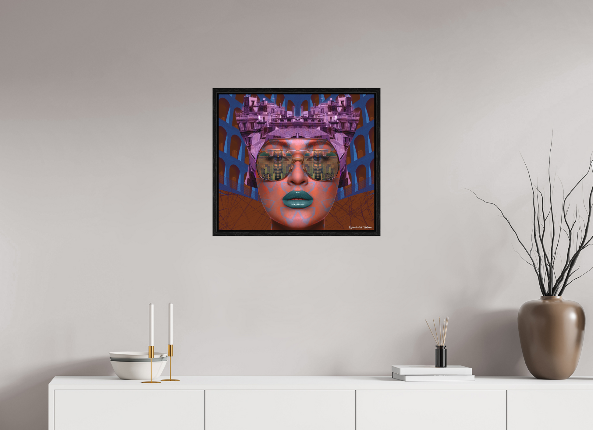 57,4 x 50 cm, Photo behind Acrylic Glass with Oak Basel 15 Frame "Jetsetter" – Acrylic Glass Gallery Print (Black Basel Frame / Ready to Hang)